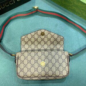 Gucci Ophidia Pochette GG Canvas Crossbody Bag GG Supreme Monogram Beige